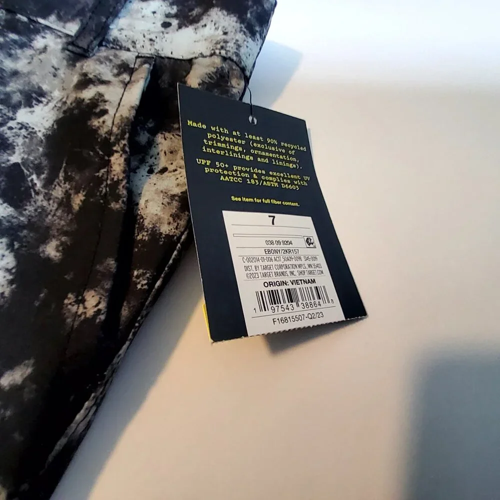 Black & Gray Tie-Dye Print Boys Swim Trunks By Art Class Size 7  UPF 50+